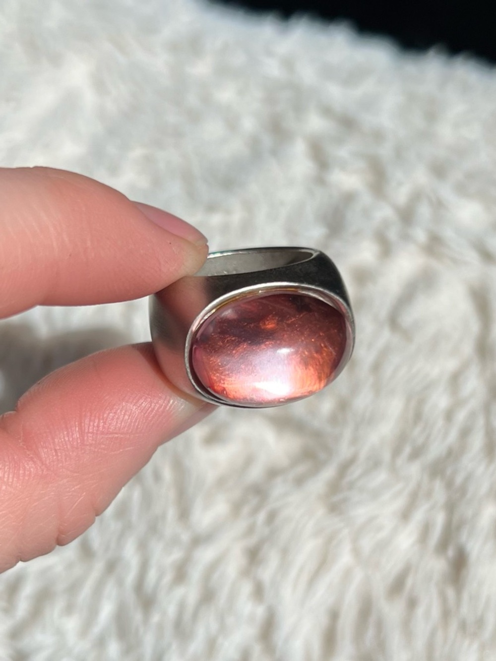 Nine West Silver & Pink Chunky Ring